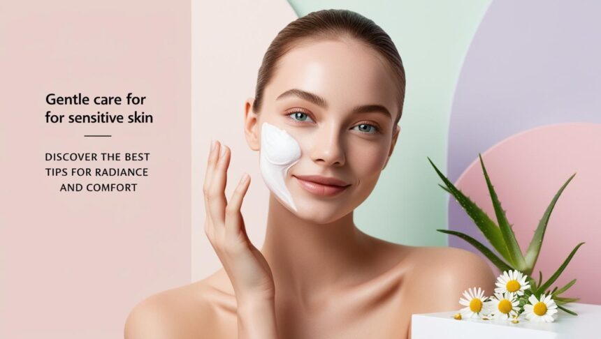 Image Of A Young Woman With Glowing Smooth Skin Gently Applying A Soothing Skincare Product Like A Calming Moisturizer Or Serum To Her Face.. Her Skin Should Appear Radiant And Healthy With A Focus On Her Serum, Sensitive Skin Care Tips, Natural Beauty,