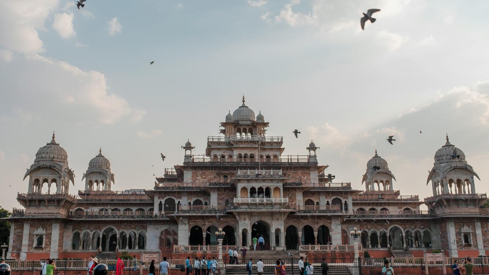 Top News Headlines Jaipur City 1 Stunning View Of The Historic Albert Hall Museum In Jaipur With Birds Flying Above. Top News Headlines Jaipur City